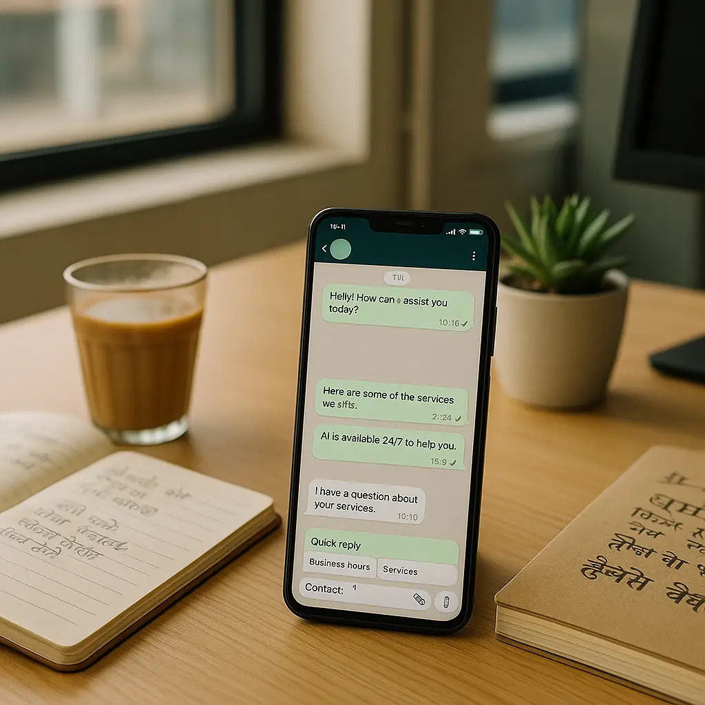 Interfaz de WhatsApp con mensajes automatizados para pymes impulsada por Meta Business AI