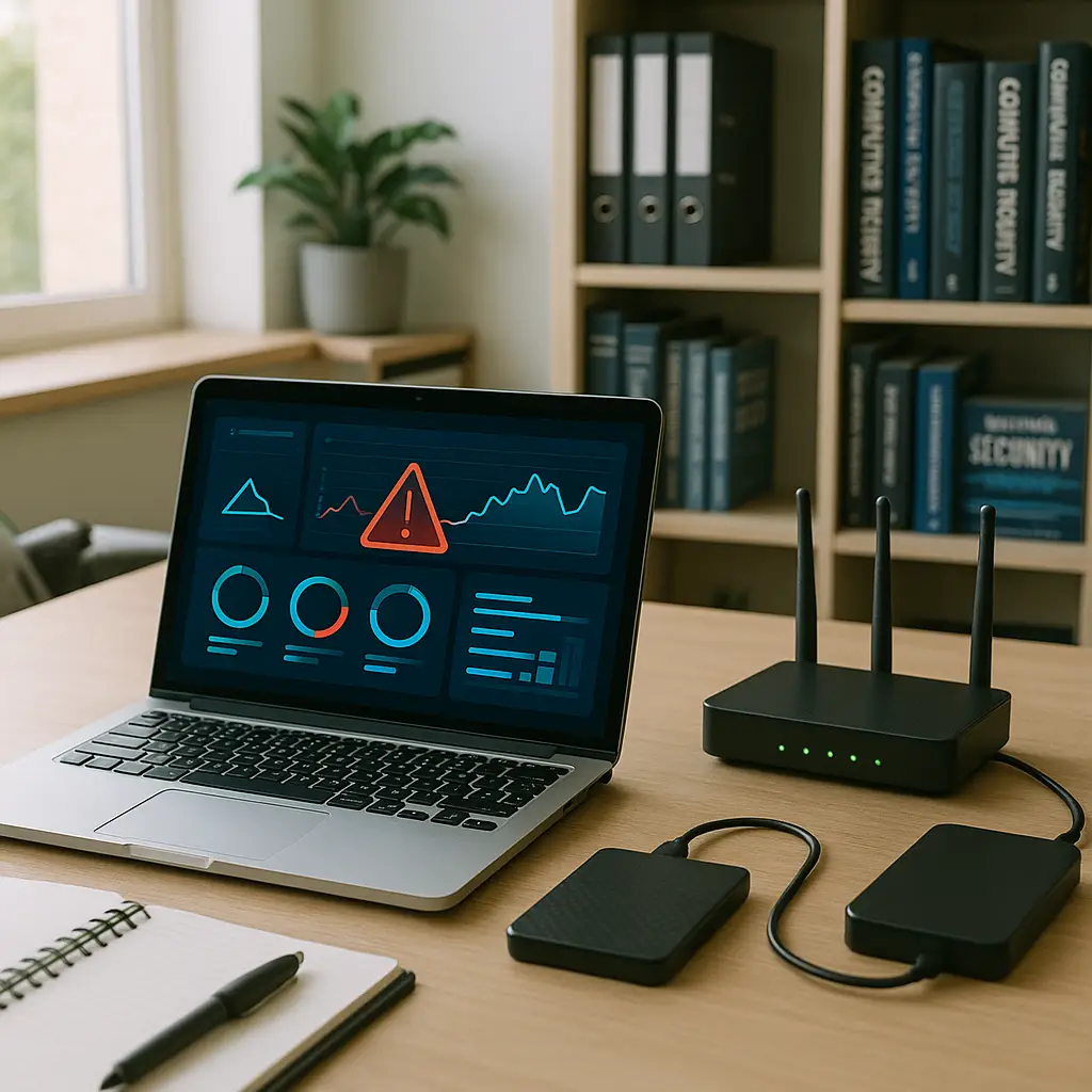 Ilustración de un empresario protegiendo datos digitales en una pyme