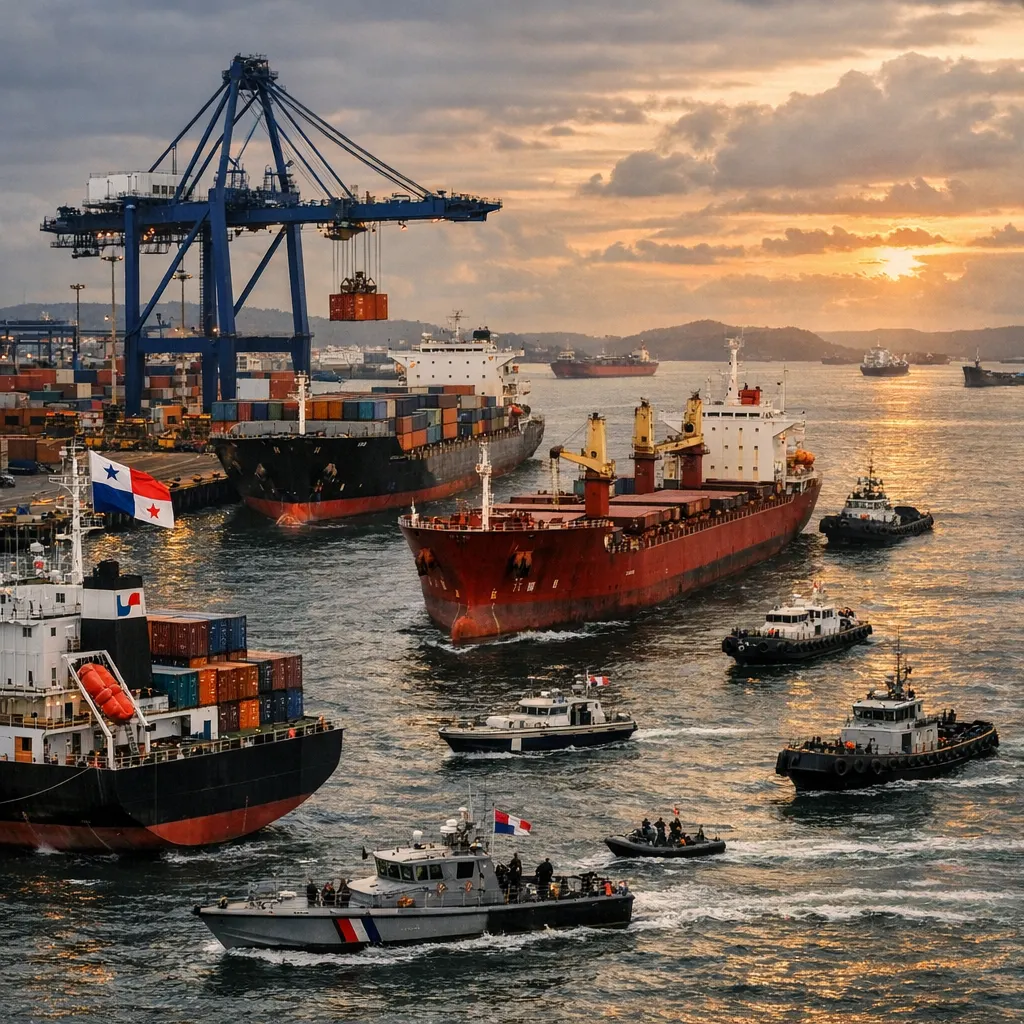 Buque panameño navegando frente a la costa en contexto de disputas comerciales