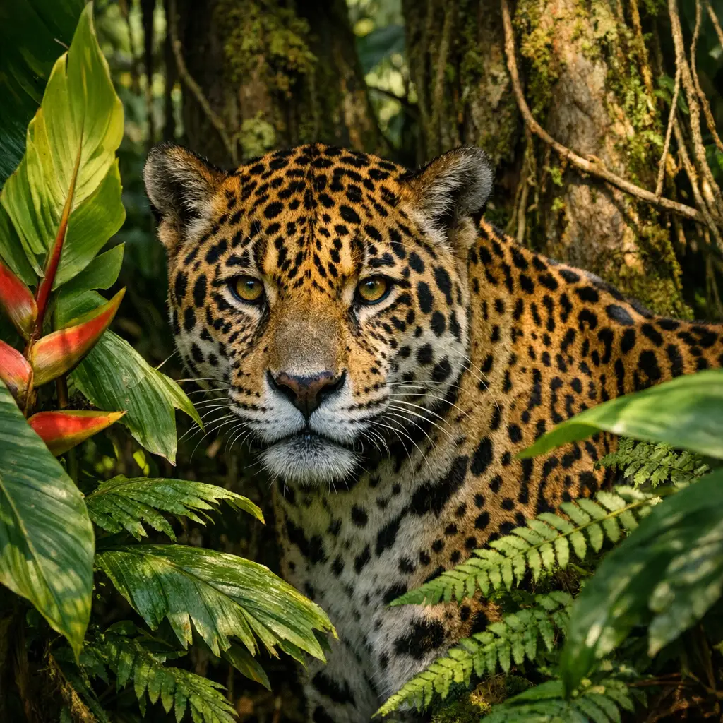 Jaguar en hábitat natural de la selva hondureña, símbolo de biodiversidad en Centroamérica