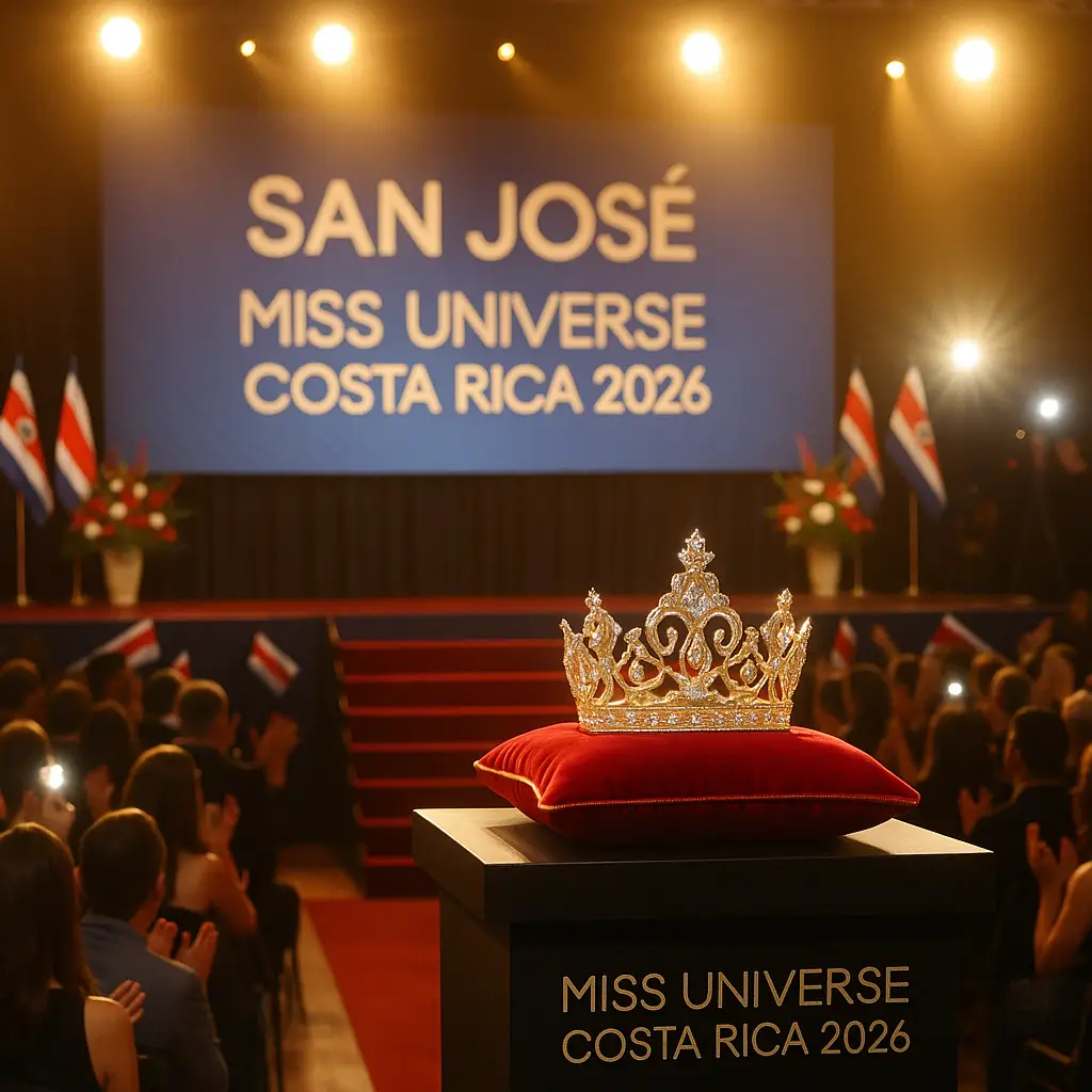 Mariale Acosta con la corona de Miss Universe Costa Rica 2026 durante la gala en San José