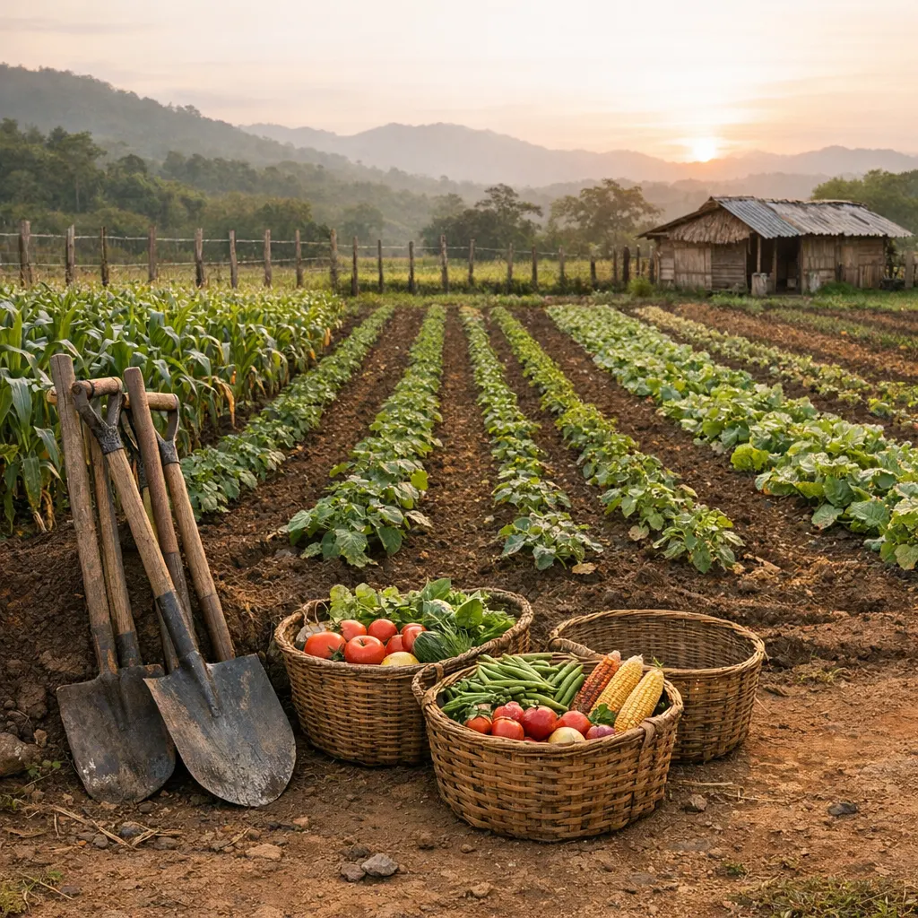 Campesinos nicaragüenses trabajando en cultivos de tierras alquiladas en Costa Rica
