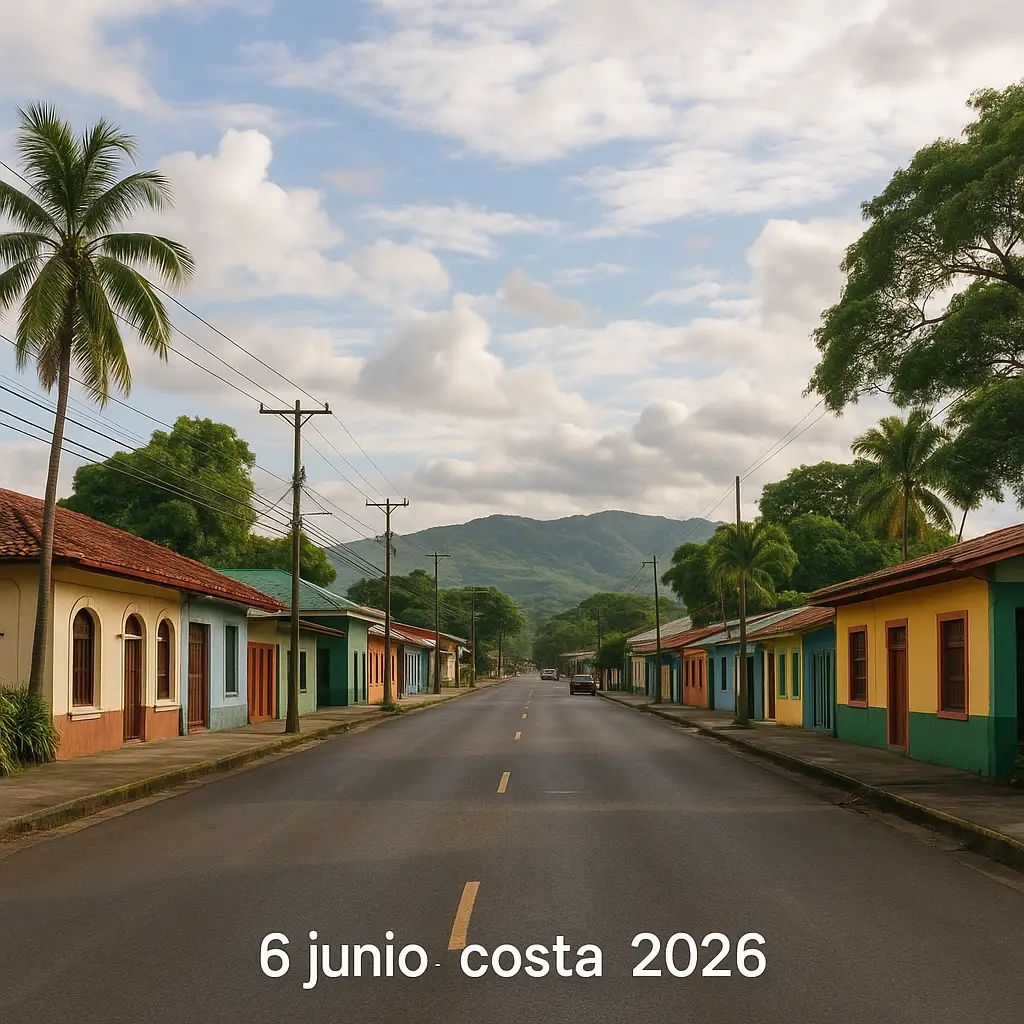 Vista panorámica de Liberia, Costa Rica bajo un cielo parcialmente nublado