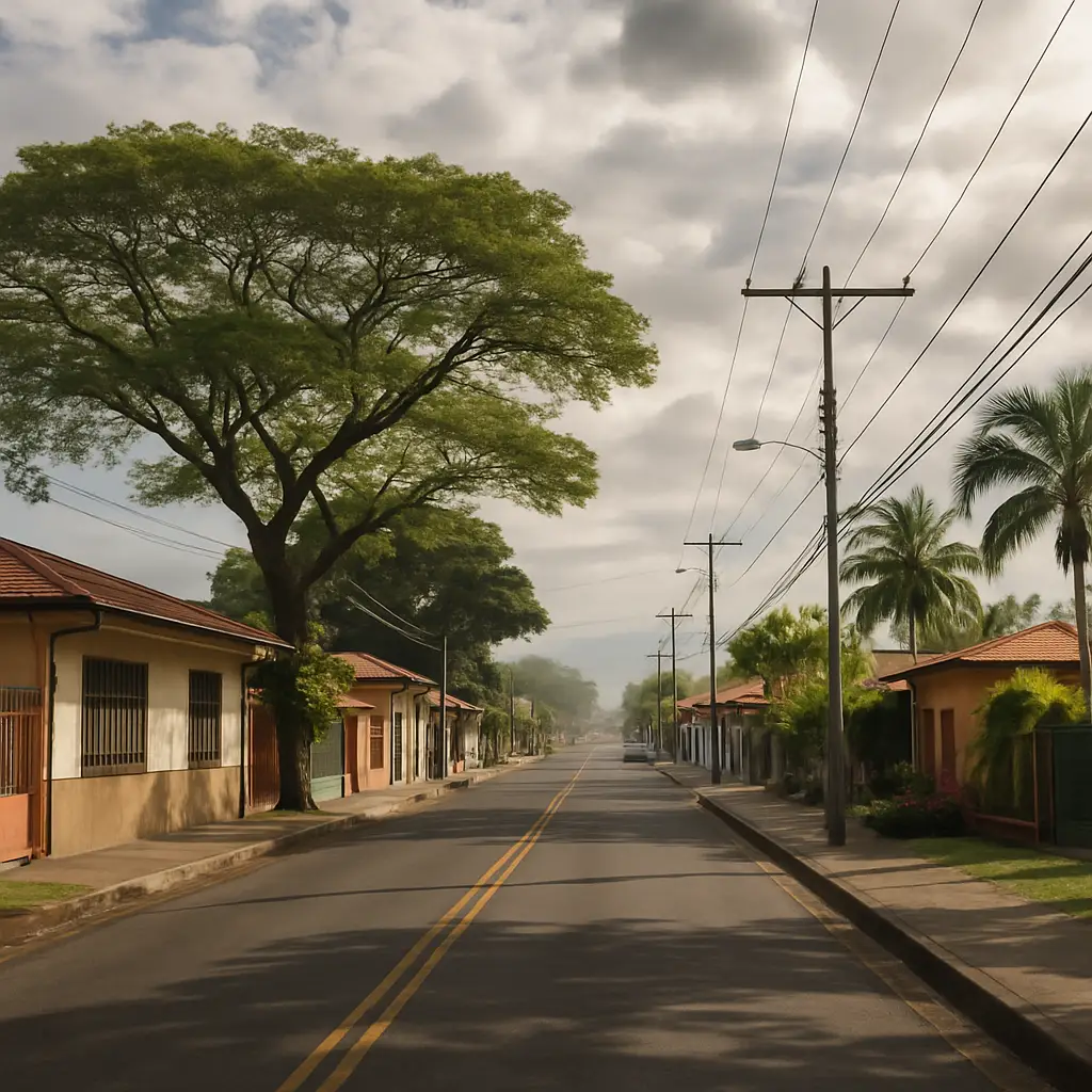 Vista panorámica del clima en Liberia, Costa Rica, con cielo parcialmente nublado el 21 de junio de 2026