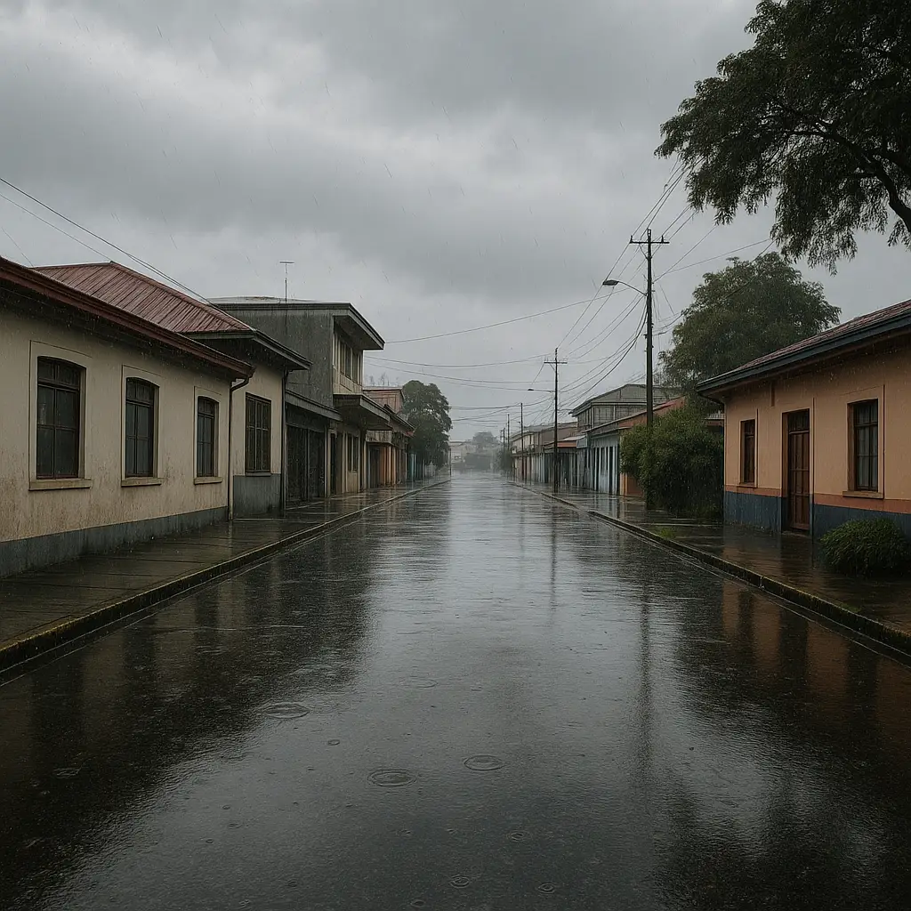 Vista panorámica de San José con cielo nublado y lluvias en temporada de mayo