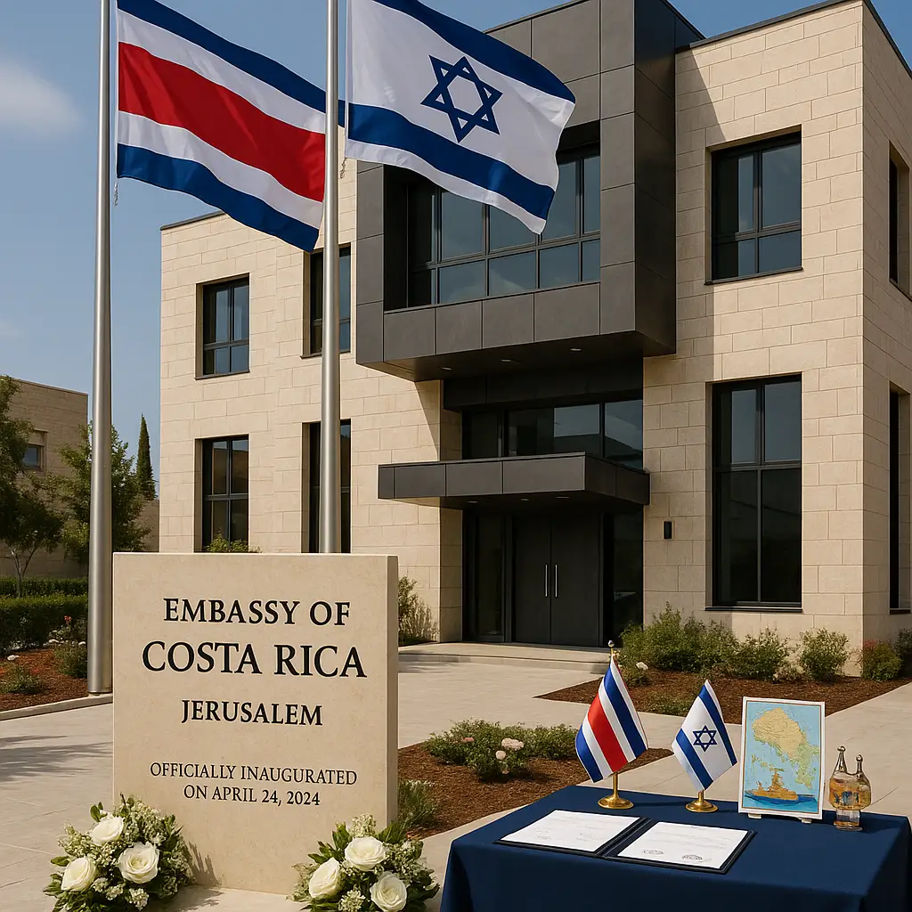 Ceremonia oficial del traslado de la embajada de Costa Rica a Jerusalén con autoridades presentes